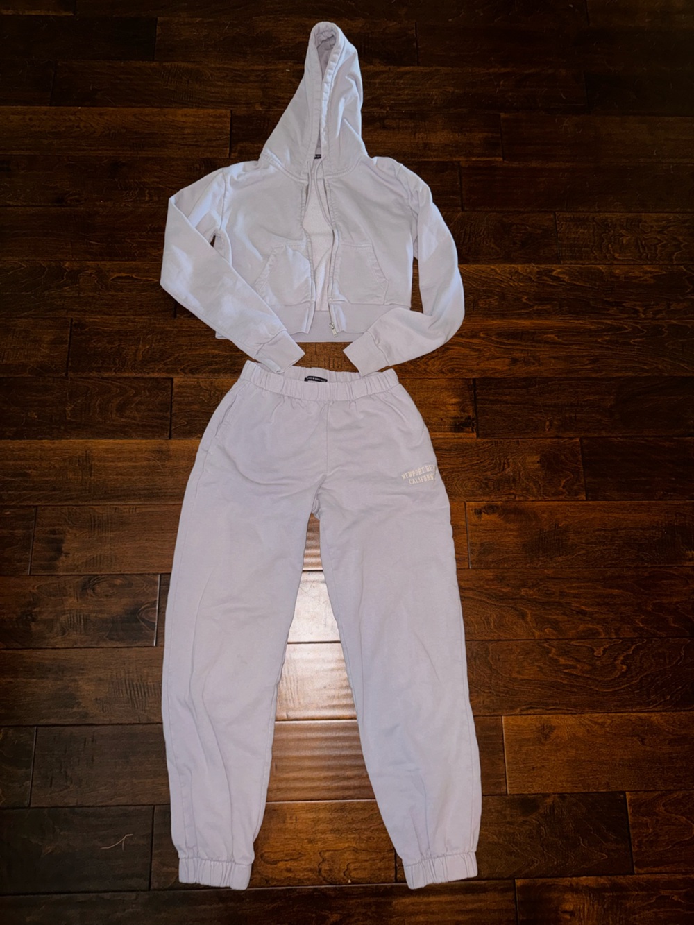 Women's Light Gray/Purple Cozy Jogger Set - Casual Pull-On Sweatpants